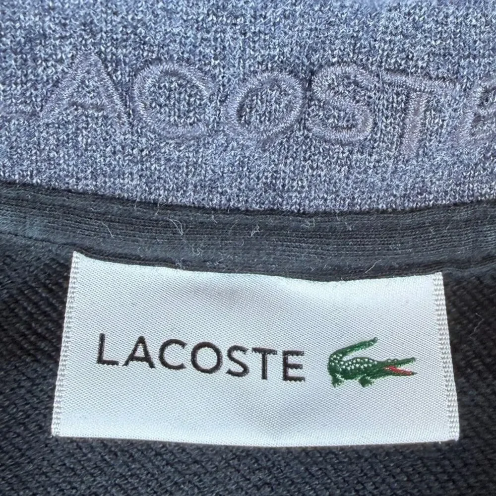 Lacoste Men's Large Black Half Zip Long Sleeve Pullover Athleisure Sweatshirt